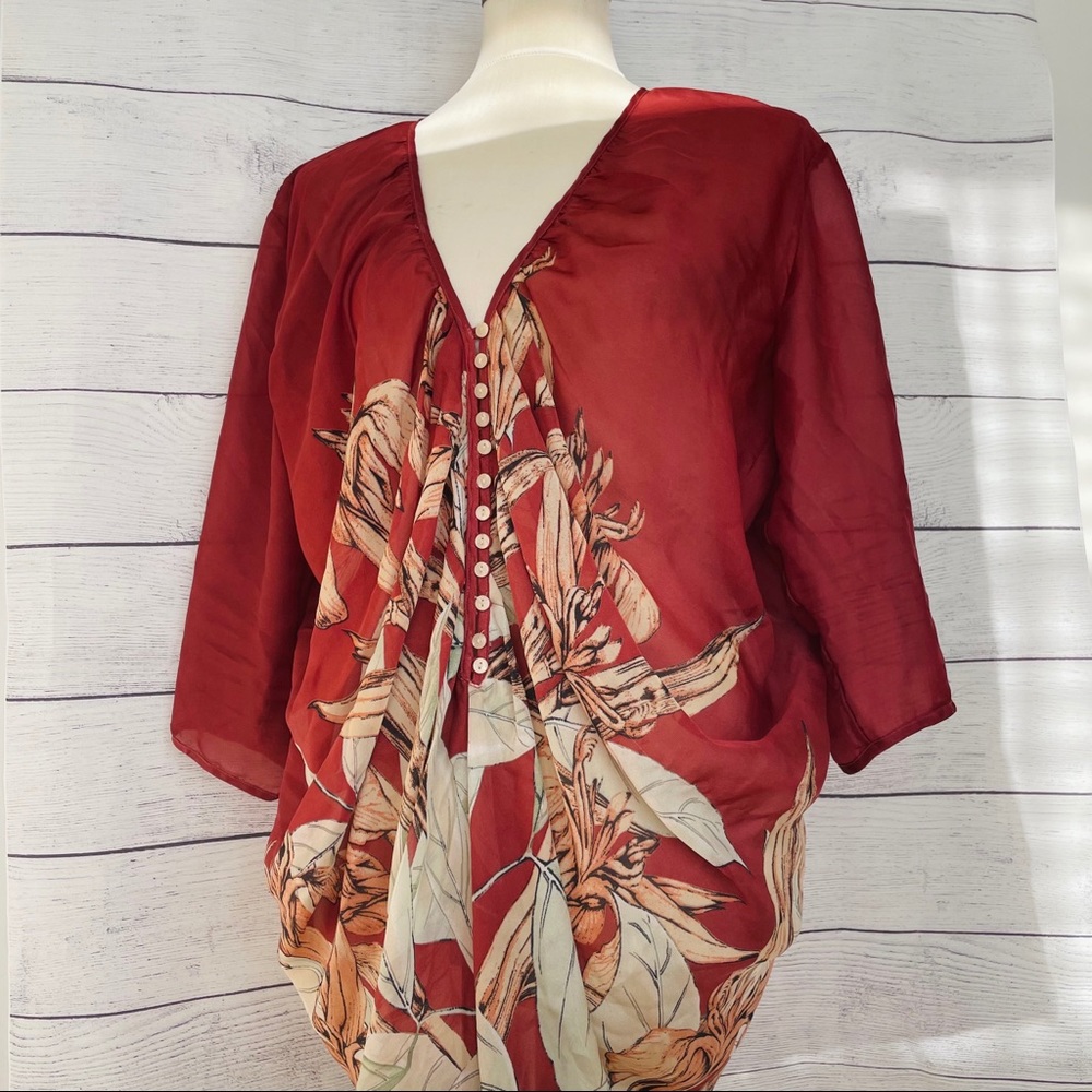 NWOT Chiffon Deep V-neck Tunic